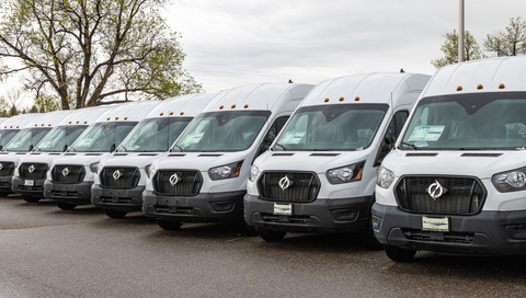 Lightning ZEV3™ vans ordered by Macnab EV Sales Corp. awaiting shipment to Canada (photo: Lightning eMotors)