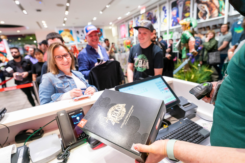 In this photo provided by Nintendo of America, an excited family purchases The Legend of Zelda: Tears of the Kingdom during the official midnight launch at the Nintendo NY store in Rockefeller Plaza. The Legend of Zelda: Tears of the Kingdom for Nintendo Switch is available now and a direct sequel to The Legend of Zelda: Breath of the Wild, where players decide their own path through the sprawling landscapes of Hyrule and discover new destinations, dangers, sights and puzzles that require wits and resourcefulness to overcome. (Photo: Business Wire)