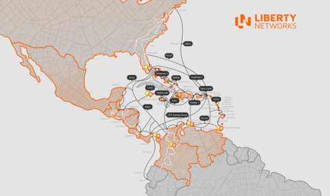 thumbnail Liberty Networks coverage map of Latin America and the Caribbean (Graphic: Business Wire)