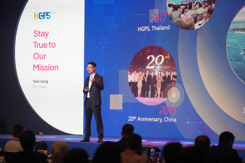 Yelin Jiang, CEO of Hytera Group, delivering the keynote speech (Photo: Business Wire)