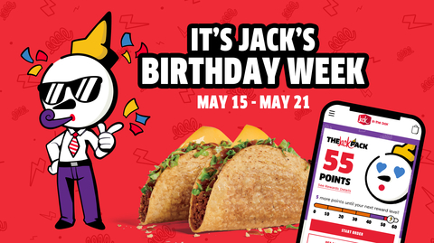 Jack Box’s birthday week will feature discounts for new and existing Jack Pack® members on fan-favorite items including Tacos, French Toast Sticks, and Mini Churros, and so much more! (Photo: Business Wire)