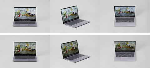 Comparison of luminance and viewing angle between notebook computer integrating newly designed system components (above), and currently available notebook computer (below). (Photo: Business Wire)