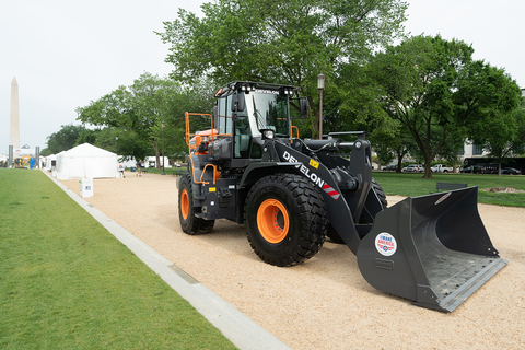 A DEVELON DL320-7 wheel loader on display during the Association of Equipment Manufacturers (AEM) Celebration of Construction on the National Mall in Washington, D.C. (Photo: Business Wire)