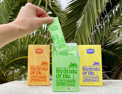 BUBS Naturals Hydrate or Die electrolyte drink mix is now available to help you hydrate fast and recover quickly, with no added sugar. With 2,000 mg of powerful electrolytes from nature, Hydrate or Die comes in Lemon and Orange flavors, along with Coconut, which is USDA Organic Certified and Whole30 Approved. (Photo: Business Wire)