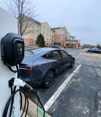 TurnOnGreen EVP700G Level 2 EV networked high-powered charger for public charging at Best Western Hotel that can be activated using the TurnOnGreen App, RFID cards, or a unique QR code displayed on each EV charger (Photo: Business Wire)
