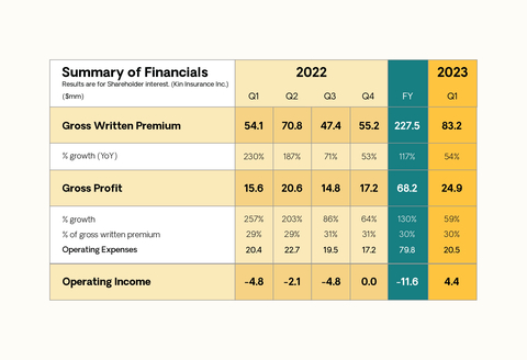 Summary of Financials (Graphic: Business Wire)