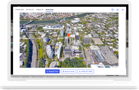 Visitors to the Rent. network of sites can now launch the aerial view directly from the gallery on a property’s listing. This functionality is optimized for both desktop and mobile use. (Photo: Business Wire)