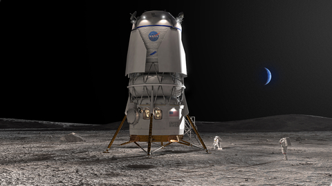 Blue Origin 的 Blue Moon 著陸器的示意圖，作為 NASA 的 Artemis 計劃的一部分，它將把宇航員送回月球。 （照片：Blue Origin）