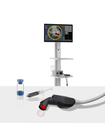 The investigational Lumicell™ Direct Visualization System (DVS) is intended for use with the LUMISIGHT Optical Imaging Agent and features a hand-held imaging probe that is designed to go inside the breast cavity and a patient-calibrated cancer detection software to assist in the detection of residual cancer, thereby enabling a more complete resection. The Lumicell DVS and LUMISIGHT are limited by Federal (or United States) law to investigational use only. The Lumicell DVS is not commercially available.  (Photo: Business Wire)