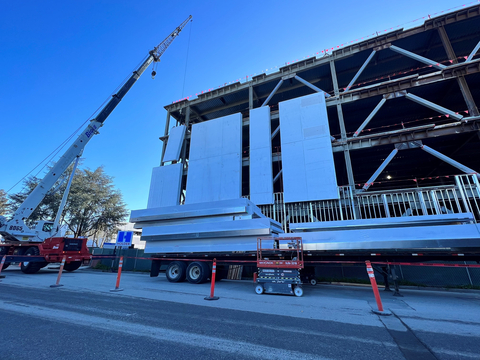 CoreSite has begun the installation of the exterior skin systems with building dry-in planned by Summer 2023 for its SV9 facility in Santa Clara, California. (Photo: Business Wire)