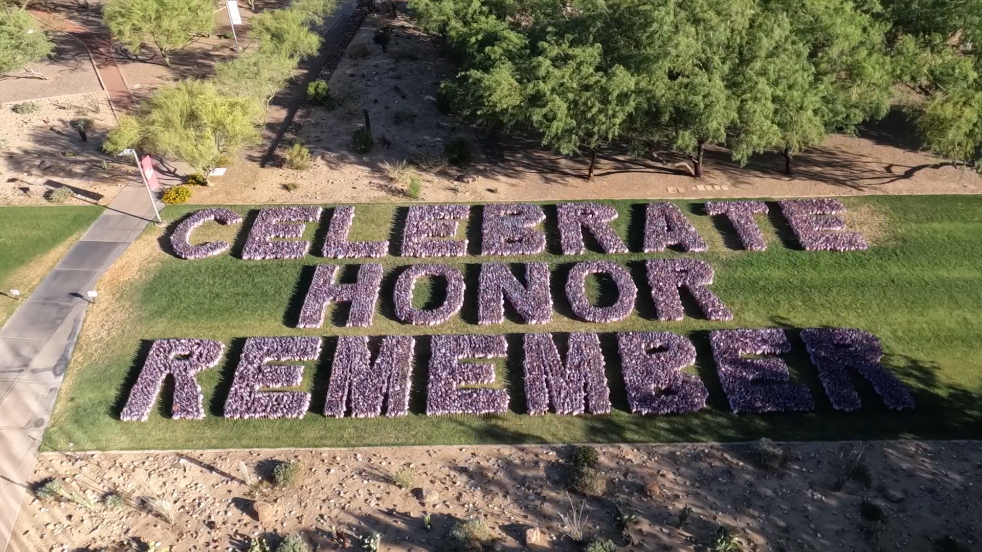 University of Phoenix held its annual Memorial Day flag-planting event on May 23, 2023. In this time lapse video, volunteers plant more than 10,000 flags spelling out, “Celebrate, Honor, Remember.”
