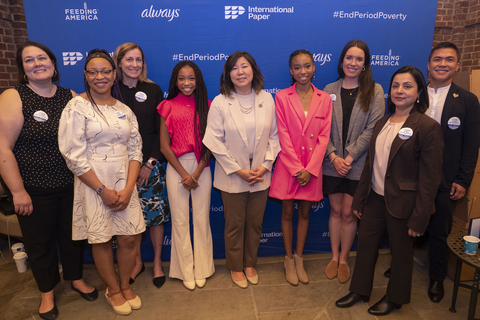 Always brings together advocates at event in Washington D.C. to promote systemic change and help #EndPeriodPoverty. Pictured: Corinne Cannon (Greater DC Diaper Bank), Dr. Tiffany Wilson (Mary's Center), Sophie Beckham (International Paper), Breanna Bennett (Women in Training, Inc.), Congresswoman Grace Meng, Brooke Bennett (Women in Training, Inc.), Bridget Carney (Feeding America), Balaka Niyazee (Procter & Gamble), Louie Morante (Procter & Gamble) - Photo: Ian Wagreich