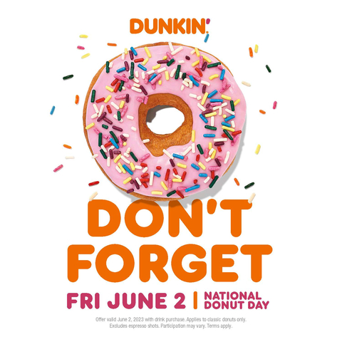 Dunkin' National Donut Day Free Donut Offer (Photo: Business Wire)