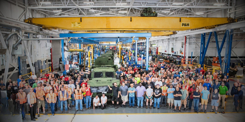 Oshkosh Defense team members celebrate the production of the 20,000th JLTV. (Photo: Business Wire)