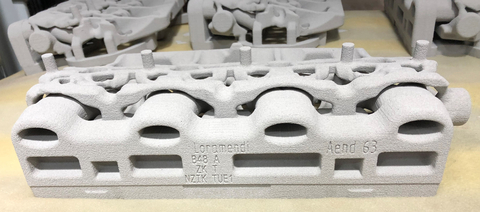 3D-printed, inorganic core for the cylinder head of the B48 BMW engine. (Photo: voxeljet/Loramendi)