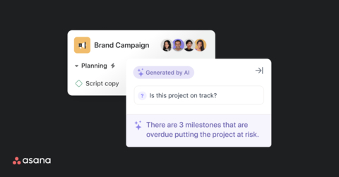 Ask Asana anything は、追加の会議を必要とせずに、プロジェクトに関するタイムリーな回答と洞察 (障害がどこにあるのかなど) を提供するため、チームは適切なタイミングで適切な作業に集中できます。（画像：ビジネスワイヤ）