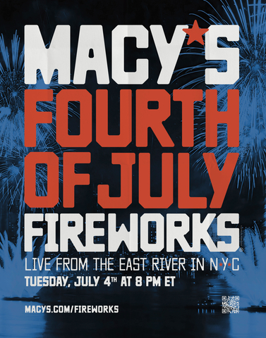 Macy's 4th of July Fireworks, two hour entertainment special airs live on NBC & Peacock, Tuesday, July 4, 2023 from 8pm - 10pm ET/PT, 7pm - 9pm CT/MT. Macy's 4th of July Fireworks will launch from the East River at approx. 9:25pm ET. (Graphic: Business Wire)