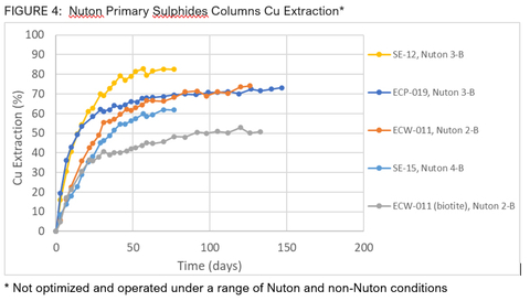 FIGURE 4: Nuton Primary Sulphides Columns Cu Extraction* (Graphic: Business Wire)