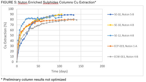 FIGURE 5: Nuton Enriched Sulphides Columns Cu Extraction* (Graphic: Business Wire)