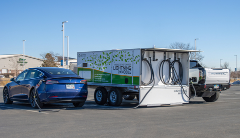 Lightning Mobile provides on-location EV charging that is applicable to situations commonly found at airports, such as Dallas Fort Worth International. (Photo: Lightning eMotors)