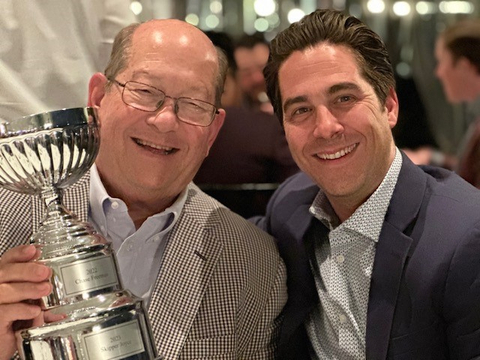 Skipper Joyce (left) was recently awarded Oatey Co.'s Bob Bender Legacy Award, recognizing his winning spirit and many achievements. He is pictured with Patrick Aquino, Vice President, Wholesale Sales at Oatey. (Photo: Oatey)