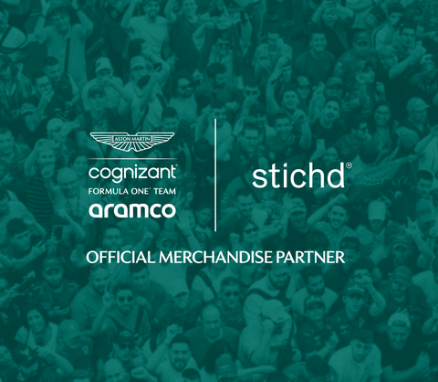 original Global licensing partner stichd has signed a long-term agreement with the Aston Martin Aramco Cognizant Formula One® Team (AMF1 Team), which gives it the exclusive rights to design, produce and distribute the group’s fanwear products starting in 2024. (Graphic: Business Wire)