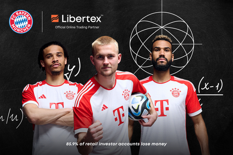 Matthijs de Ligt, Eric Maxim Choupo-Moting und Leroy Sané vom FC Bayern München sind die Hauptakteure der neuesten Markenkampagne von Libertex. (Photo: Libertex & FC Bayern München)