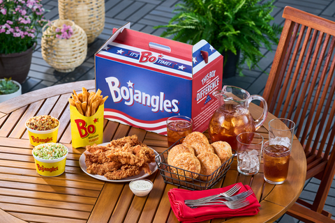 In a salute to the heroes who keep us safe, Bojangles launches a new red, white and blue Big Bo Box with proceeds benefitting families of fallen or disabled military service members and first responders through Folds of Honor. (Photo: Bojangles)