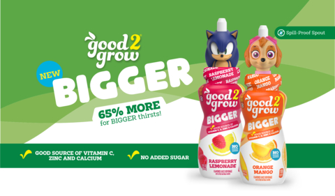 original good2grow has launched a larger size of its fan-favorite juice for kids. (Graphic: Business Wire)