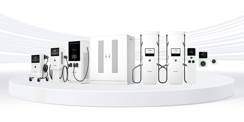 original The MaxiCharger lineup on display at Power2Drive (Graphic: Business Wire)