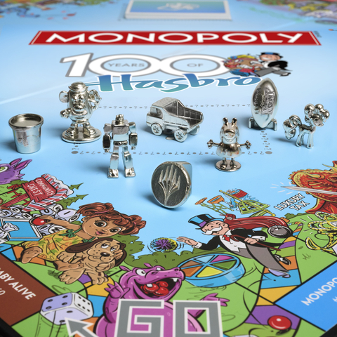 MONOPOLY: Hasbro 100th Anniversary Edition tokens featuring Hasbro’s most acclaimed brands, including Play-Doh, Mr. Potato Head, Transformers, TONKA, Magic: The Gathering, Peppa Pig, NERF and My Little Pony. (Photo: Business Wire)