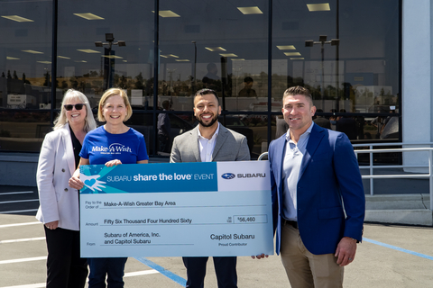 Del Grande Dealer Group continues its commitment to giving back to the community with a recent $56,000 donation to Make-A-Wish Greater Bay Area, a longtime non-profit partner of DGDG's Capitol Subaru dealership. (Photo: Business Wire)