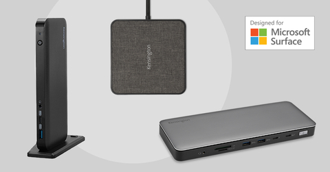 Kensington's Designed for Surface (DfS) docking stations enable the addition of multiple monitors and accessories to Surface devices to maximize productivity for hybrid and mobile workers. (Graphic: Business Wire)