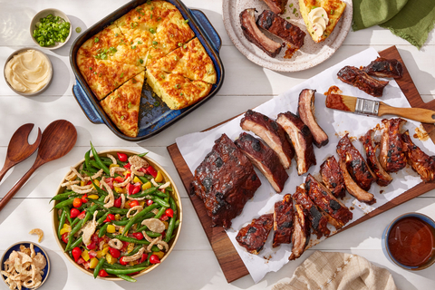 Blue Apron’s BBQ Rib Feast features brand-new bone-in ribs and easy-to-assemble side dishes, designed to be ready in around an hour. (Photo: Business Wire)
