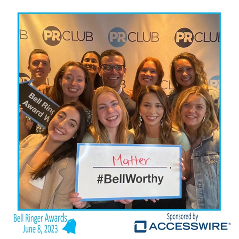 Matter team members celebrating four award wins at the 55th annual Bell Ringer Awards Ceremony. (Photo: Business Wire)