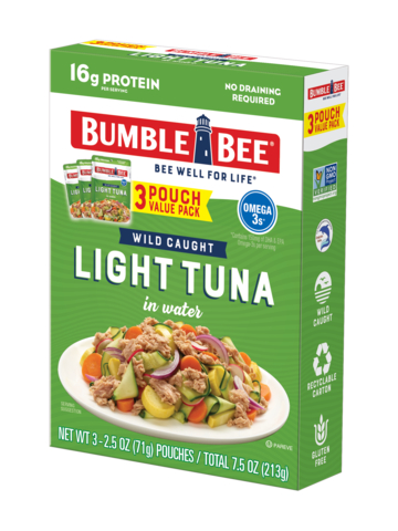 Bumble Bee® Pouched Wild-Caught Light Tuna in Water in a 3-Pack Format. (Photo: Business Wire)
