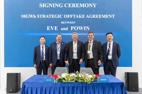 original The signing ceremony between Powin and EVE took place during Intersolar Europe 2023 in Munich, Germany on June 14, 2023 (Photo: Business Wire)