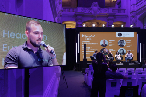 KuCoin Dorian Vincileoni, collaboration between CEX and DEX will boost Web3 at Proof Of Talk Conference. Web3 Leaders Tackle Centralization vs. Decentralization Debate at Proof Of Talk. (Photo: Business Wire)