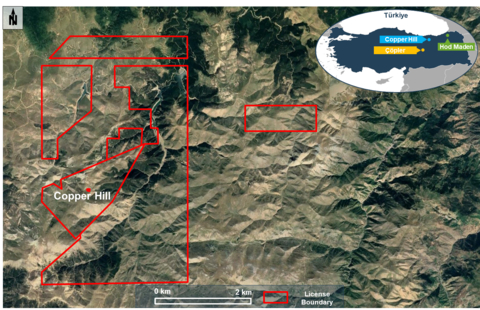 Figure 1. Location of the Copper Hill prospect and SSR Mining’s overall Kazıkbeli district exploration leases. (Graphic: Business Wire)