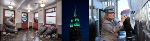 Kong exhibit at the Empire State Building Observatory; ESB lit in Tripadvisor Green; ESB Host on the 86th Floor Observatory (Photo: Business Wire)