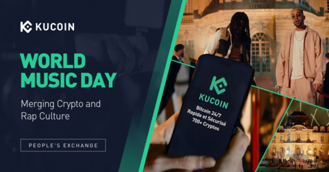 thumbnail Happy world Music Day 2023 - KuCoin and French Rapper Naps Merge Crypto and Rap Culture with Viral Smash "C'est carré le S," Attracting 7.5 Million Views (Graphic: Business Wire)