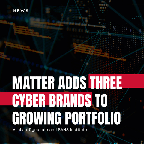 Working with Matter to develop and execute multi-faceted PR programs that maximize awareness, media coverage, executive visibility, category creation and more, the agency’s newest cybersecurity client partners include Acalvio, Cymulate and SANS Institute. (Graphic: Business Wire)