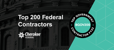 Cherokee Federal, the federal contracting division of Cherokee Nation Businesses, earns its third consecutive ranking on Bloomberg’s list of top 200 federal contractors. (Graphic: Business Wire)