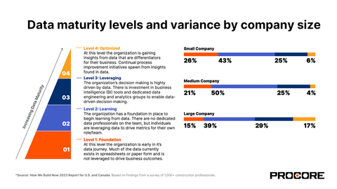 Data maturity levels and variance by company size (Graphic: Business Wire)