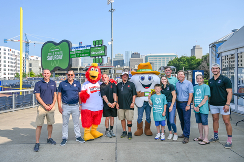 From Left to Right: Adam Germek, Special Olympics of Tennessee; Adam English, Nashville Sounds; Booster; Mike Sweet, Special Olympics of Tennessee Athlete; AJ Lawhorn, Special Olympics of Tennessee Athlete; Marshall Molar; Jaxon Lawhorn, Special Olympics family member; Natalee Kamau, Special Olympics of Tennessee; Phil Wenk, DDS, Delta Dental of Tennessee; Jeff Ballard, Delta Dental of Tennessee; Shirley Lawhorn, Special Olympics family member; and Santiago Allaria, Special Olympics of Tennessee. (Photo: Business Wire)