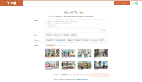 Vyond Go: Enter a Prompt and Create Editable Scripts and Videos in Seconds (Graphic: Business Wire)