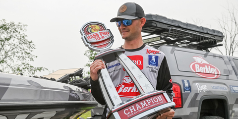Berkley pro Jordan Lee of Cullman, Alabama, took advantage of the early morning bite to put together a five-bass limit weighing 23 pounds, 4 ounces to earn his third Bass Pro Tour win and the top award of $100,000 at the Major League Fishing (MLF) Bass Pro Tour General Tire Stage Six at Lake St. Clair Presented by John Deere Utility Vehicles. (Photo: Business Wire)