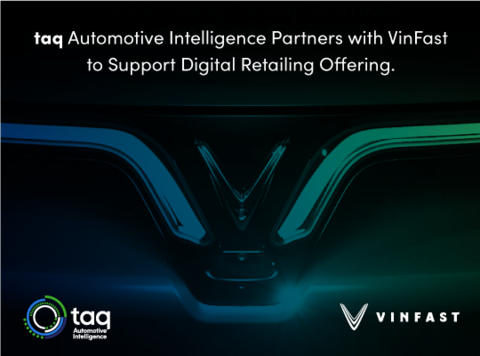 taq Automotive Intelligence (taq), a Canadian-based firm specializing in automotive retail technology, announces general partnership with electric vehicle manufacturer VinFast Canada. (Graphic: Business Wire)