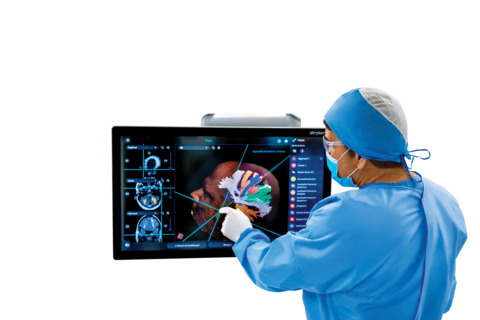 Stryker's Q Guidance System with Cranial Guidance Software includes a touchscreen monitor for control inside/outside the sterile field that provides high-performance 2D-3D visualization. (Photo: Business Wire)