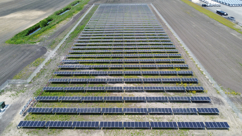 Ameresco and Valmont Industries announce completion of solar array to power 100% of electricity needs at concrete utility pole manufacturing facility in Bristol, IN. (Photo: Business Wire)